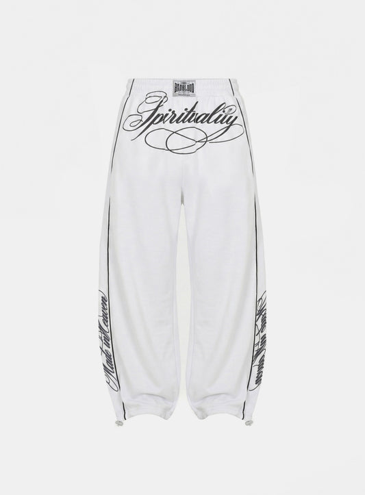 [w-pts26-101] 90s Vintage Club Curved Joggers - White
