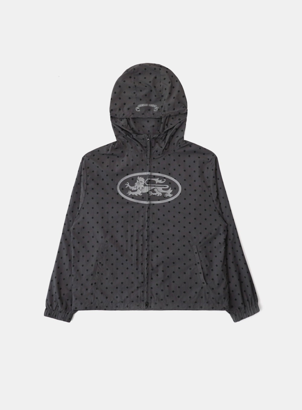 Mystic Nylon Reflective Hooded Zip-Up - Charcoal Dot