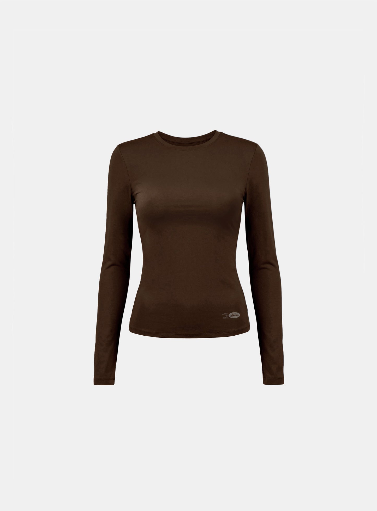 [w-tee26-084] Everyday Crew Neck Long Sleeve T-Shirt - Brown