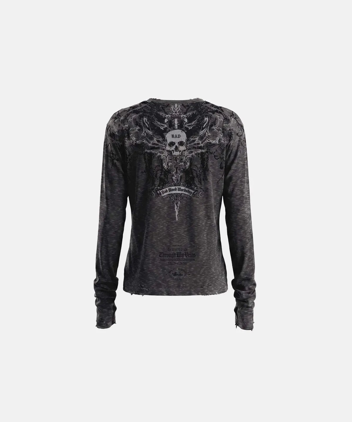 [w-tee26-279] T.M.V. SKULL Workshop Long Sleeve - Charcoal
