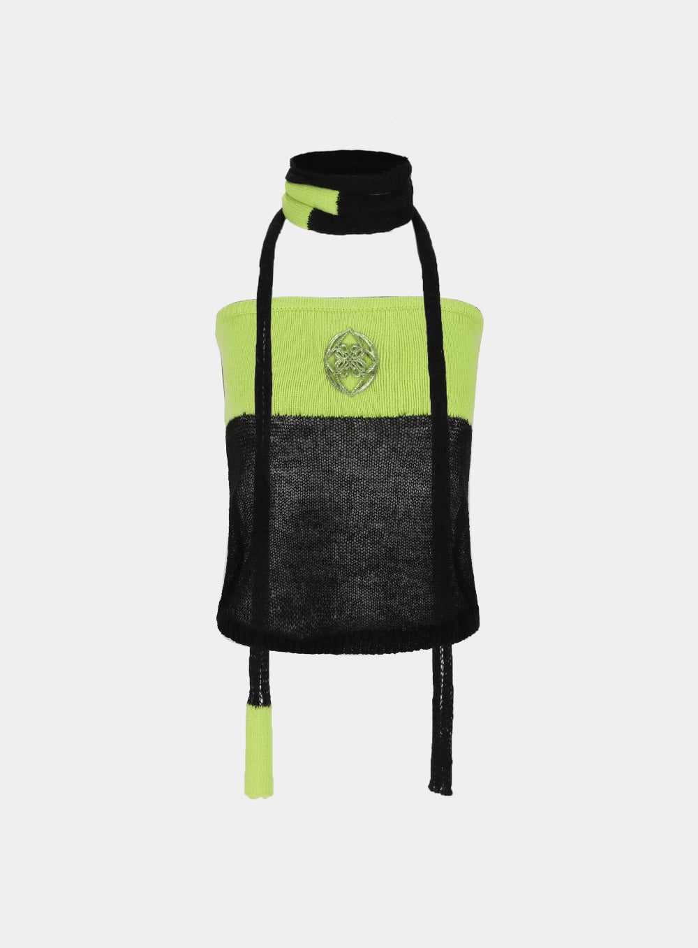 Kiddo Knit Tube Top and Scarf - Black/Neon