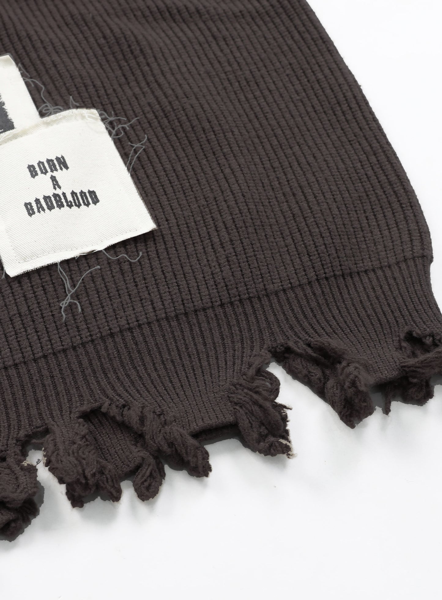 Destroyed Long Sleeve Sweater - Espresso