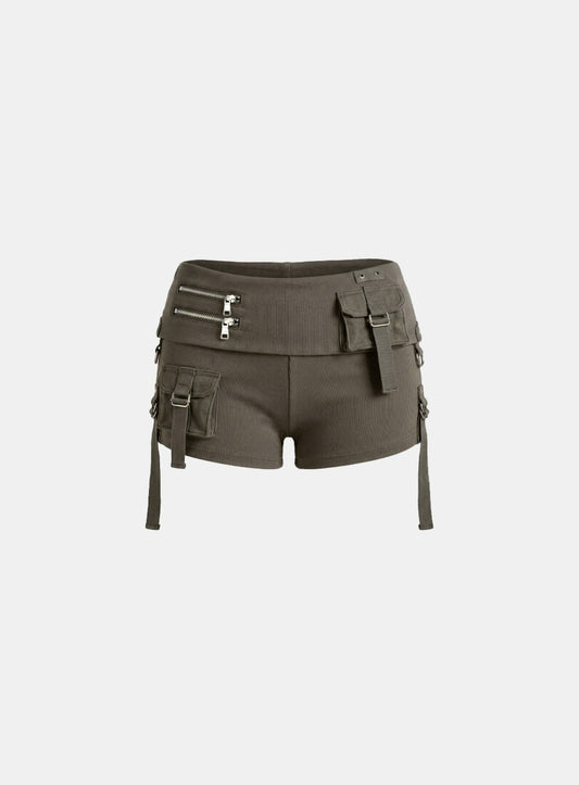 [w-srt26-024] Delta Utility Cotton Rip Foldover Shorts - Military Green