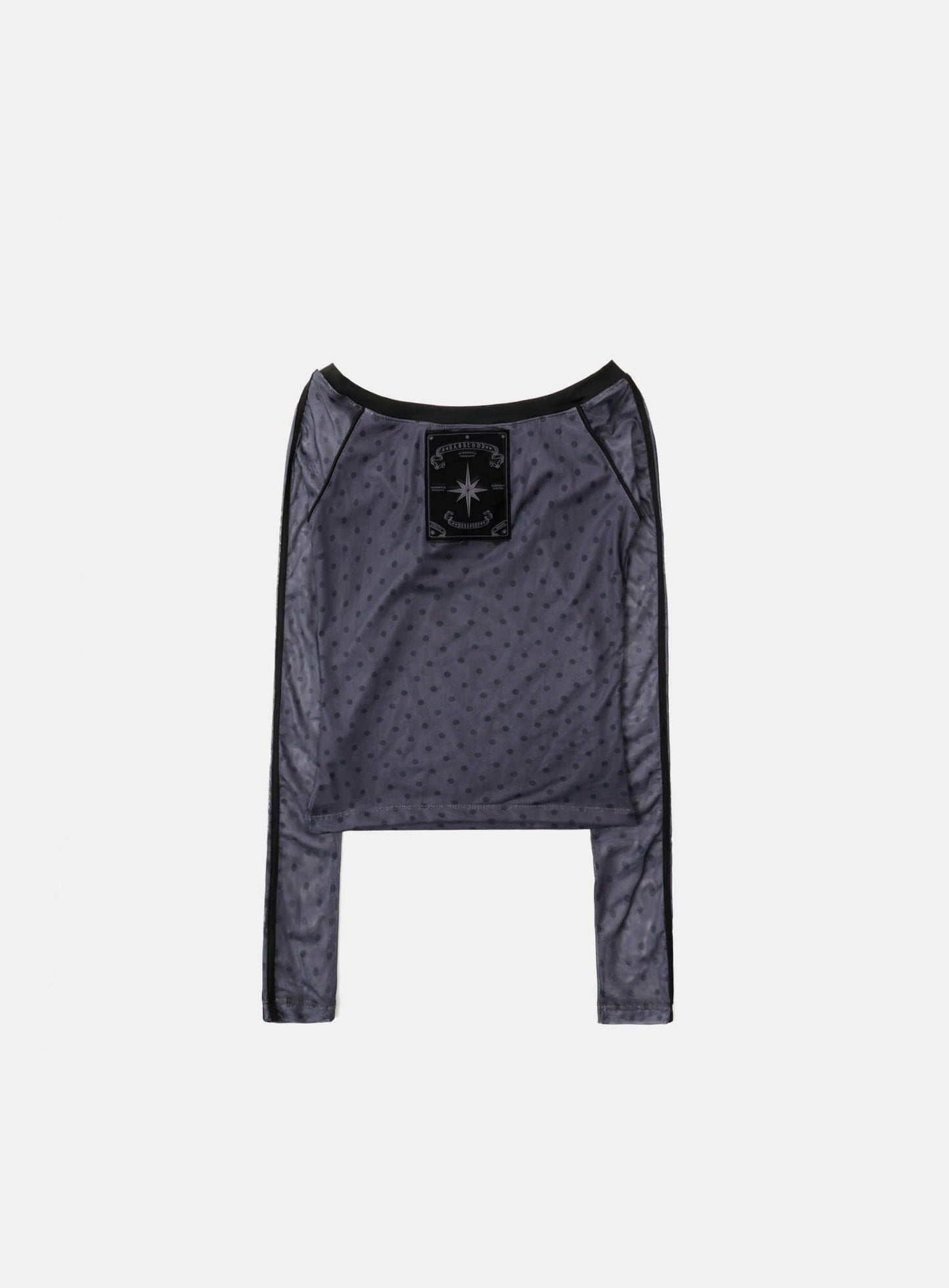 [AQUA]  Splash Dot Off-Shoulder Top - Charcoal
