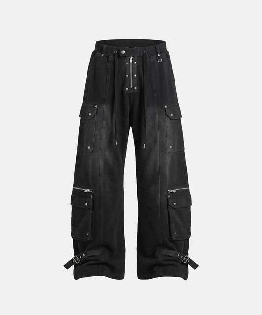 [w-pts26-136] Delta 2 Utility Loose Fit Curved Jogger - Washed Black