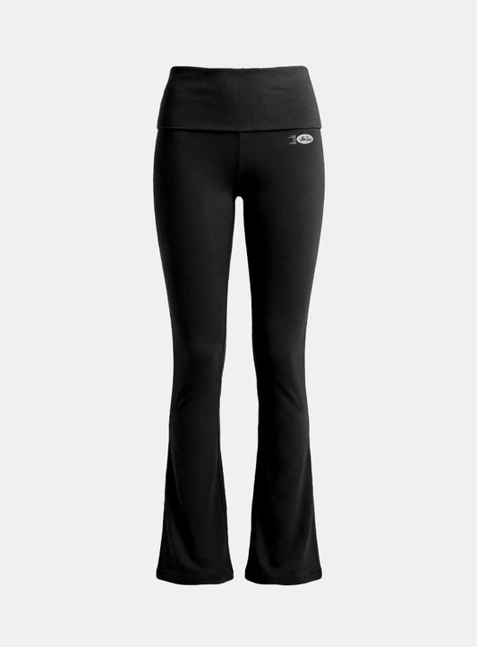 [w-pts26-030] BS Cotton Jersey Essential Fold-Over Bootcut Pants - Black