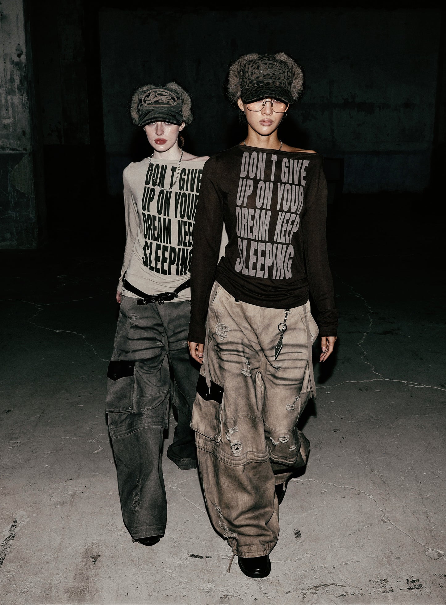 KEEP SLEEPING Boat Neck Loose Fit Tee - Sand