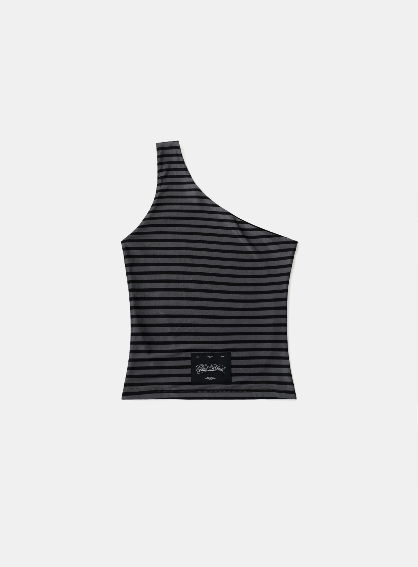 Striped One Shoulder Tank +SCARF - Charcoal/Black