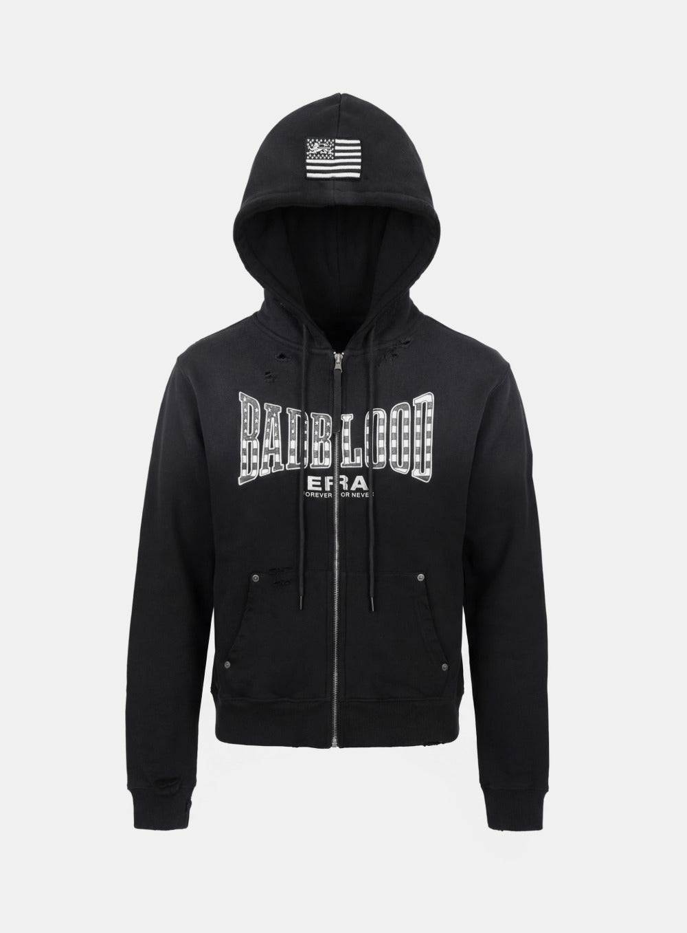 [w-hde25-095] Shield Old Glory Hooded Zip-Up - Dusty Black