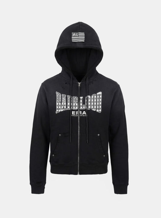 [w-hde25-095] Shield Old Glory Hooded Zip-Up - Dusty Black