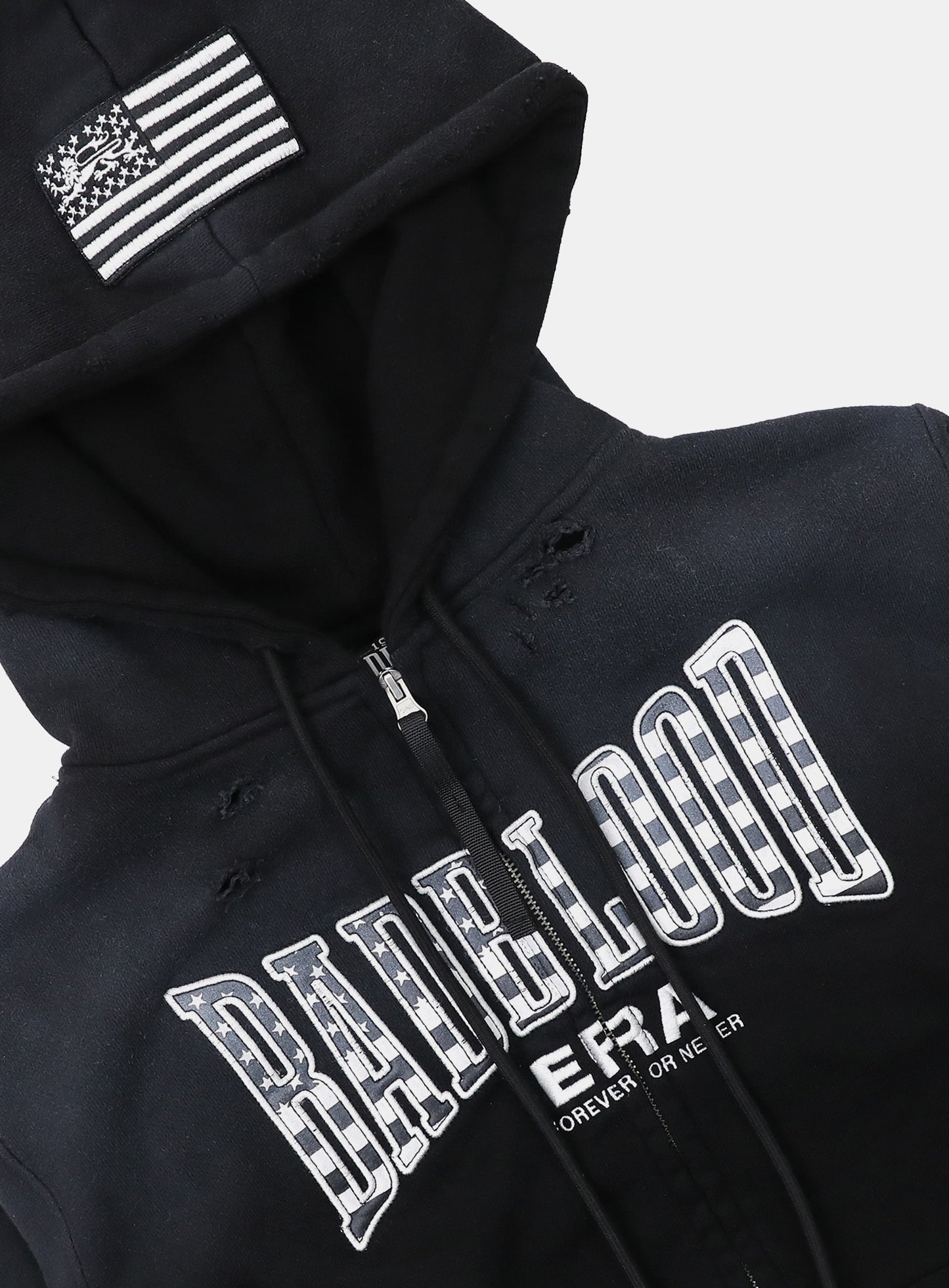 [w-hde25-095] Shield Old Glory Hooded Zip-Up - Dusty Black