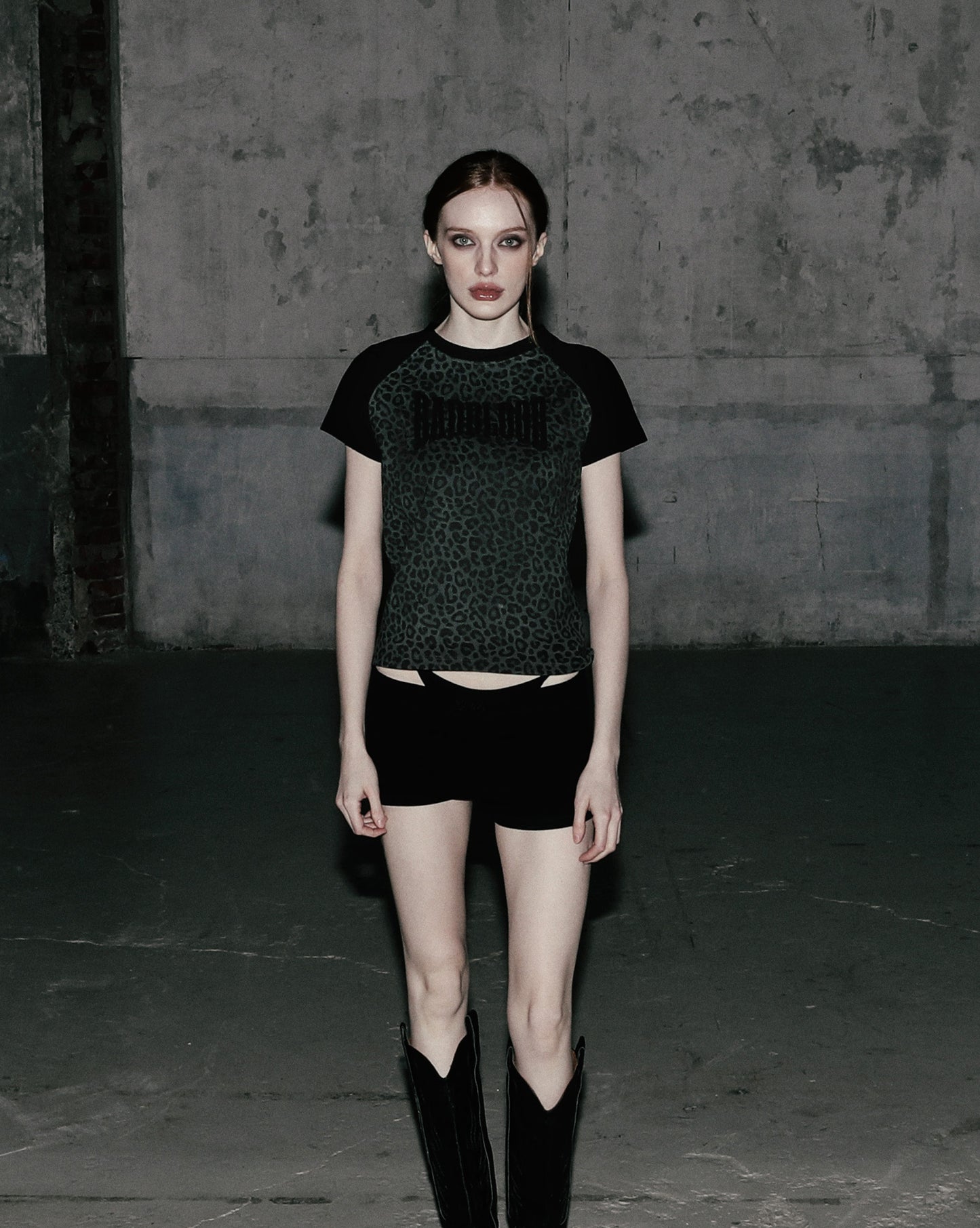 Contrast Short Sleeve - Black Leopard