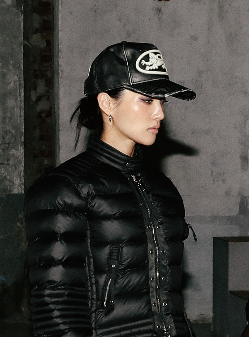 Mystic Big Patch Ball Cap - Blackwashed Leather