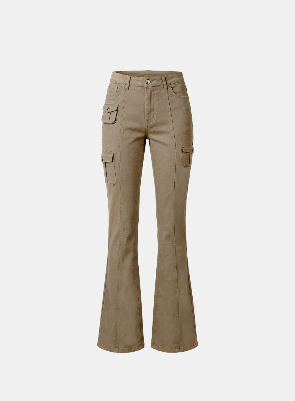 [w-pts26-090] 109 Low-Rise Cargo Bootcut Pants - Beige