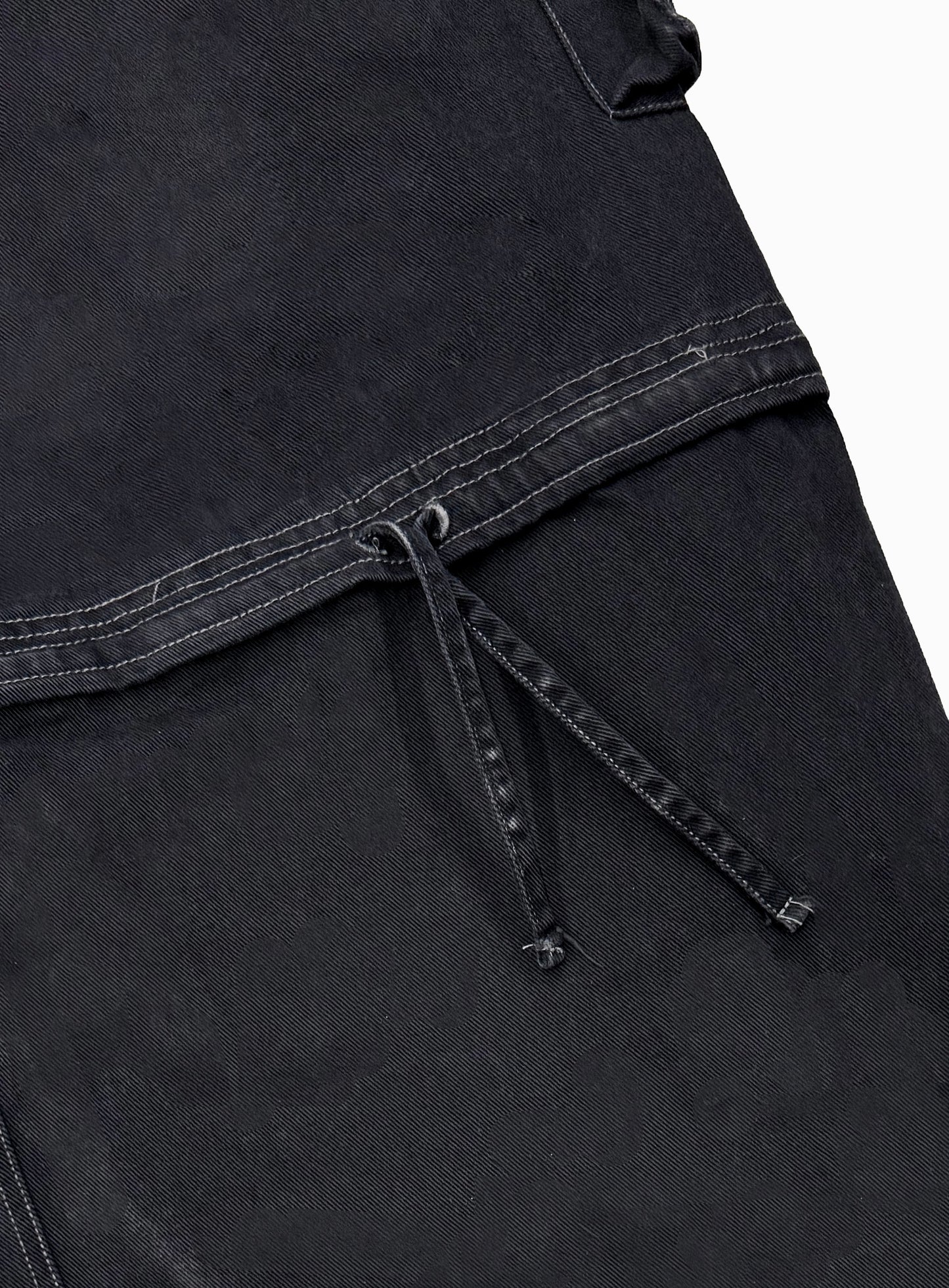 [w-pts25-131] Distressed Convertible Cargo Pants - Black