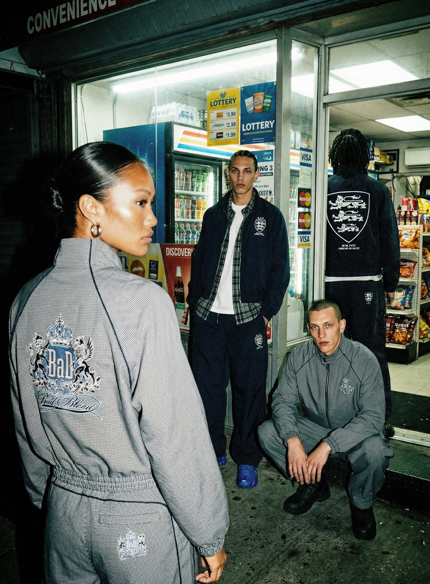 [w-pts26-049] Shield-M Reversible Track Pants - Navy Check