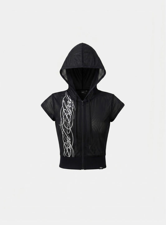[AQUA] [w-hde26-045] Dark Classic 2 1/2 Zip-up Hoodie - Black