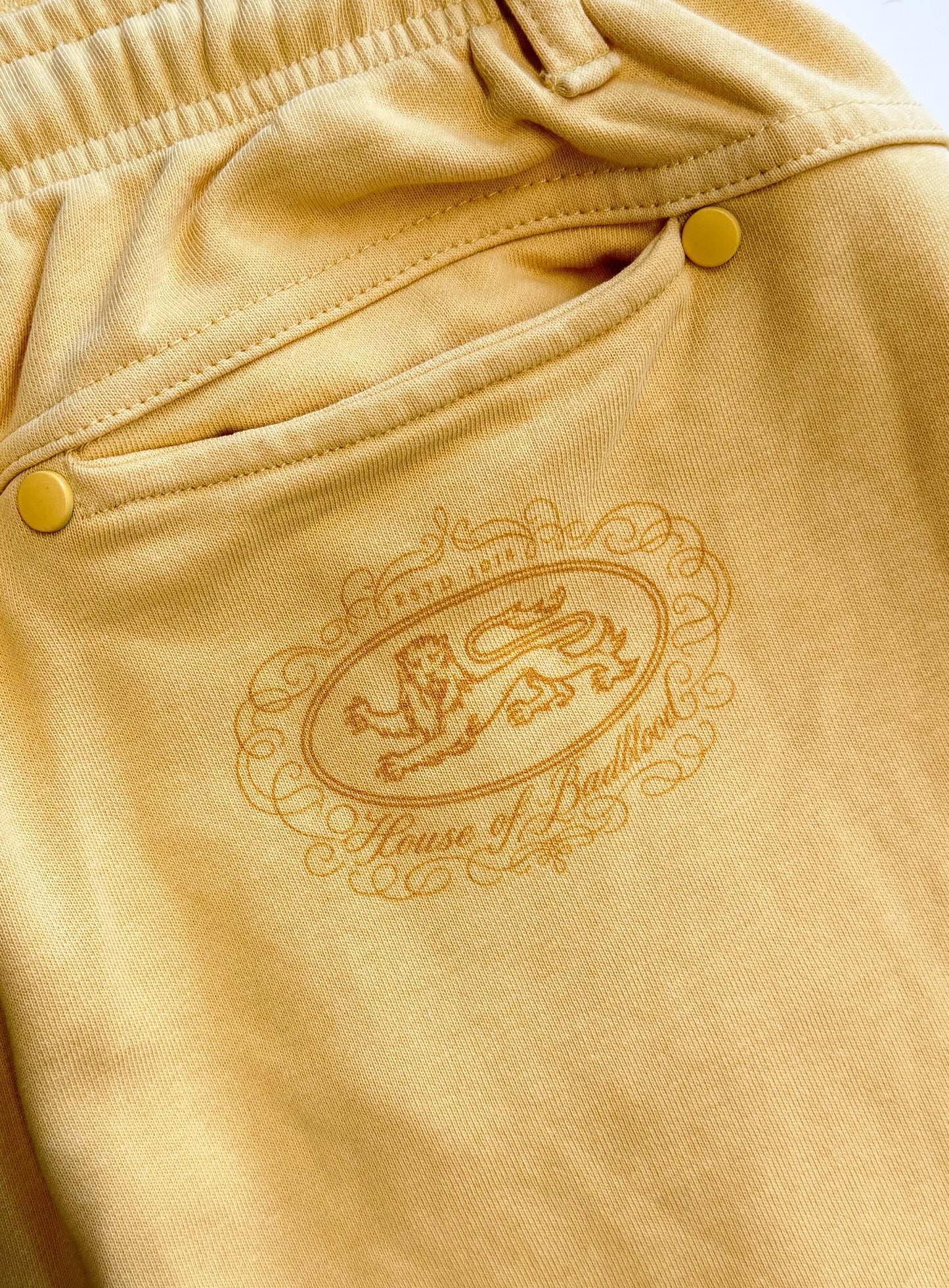 [w-pts26-125] H.B.B. Royal Lace Rhinestone Lightweight Jogger Pants - Yellow