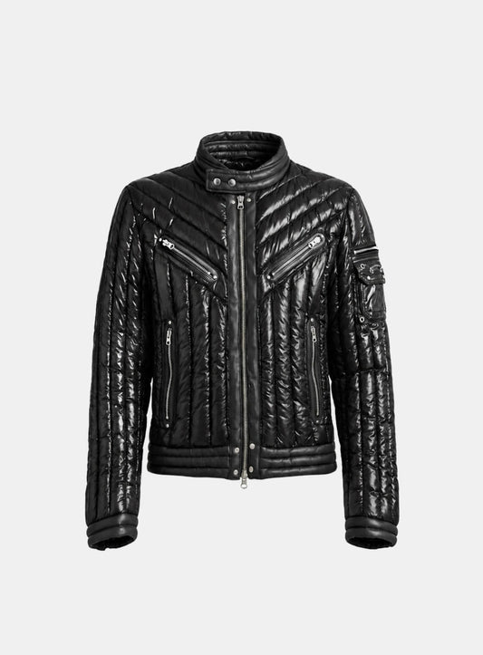 [﻿PREORDER] [w-jkt26-078] Chevron 311 Lightweight Racer High-Neck Puffer – Black