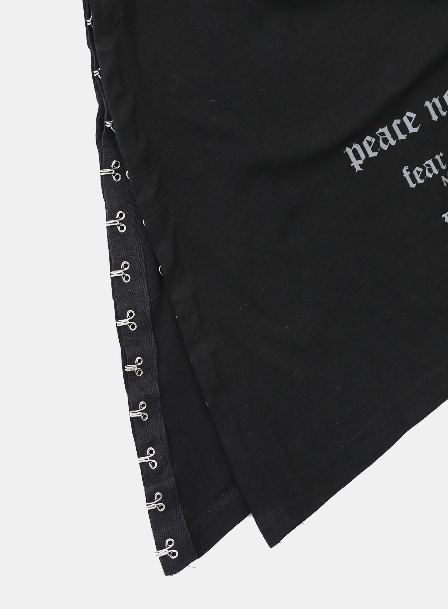 [w-hde25-089] PEACE NOT WAR Slim Cutout Hoodie - Black