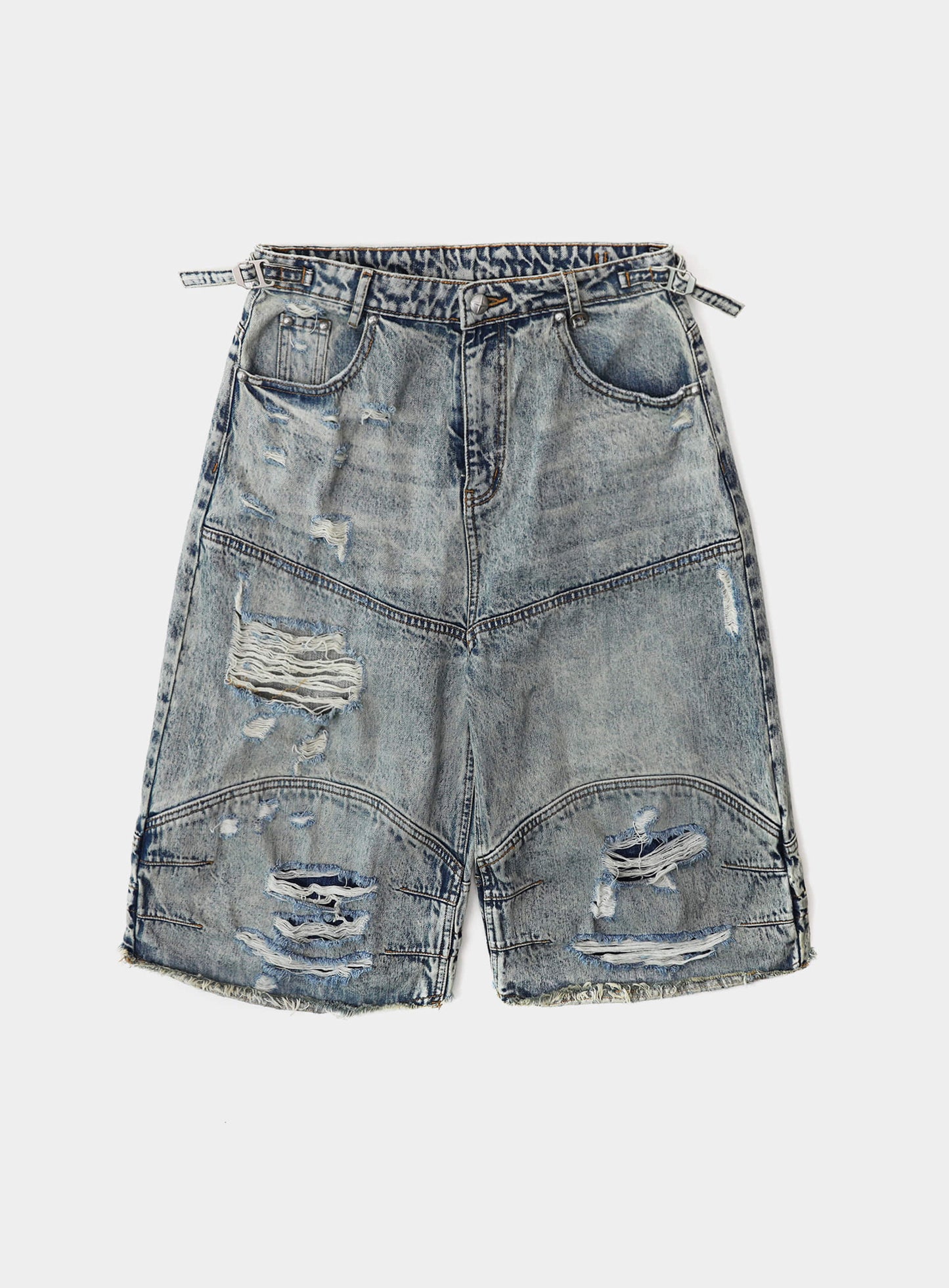 Convex Denim Long Bermuda Pants - Light Blue