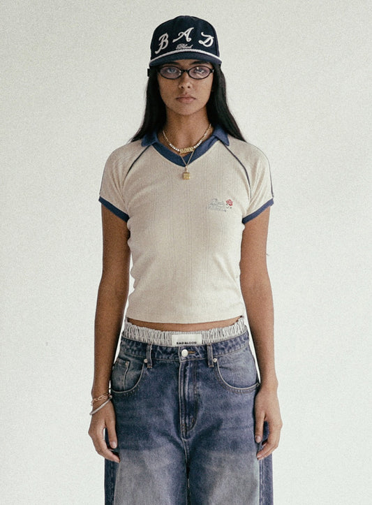 Pointelle Soccer Shirt-Blue