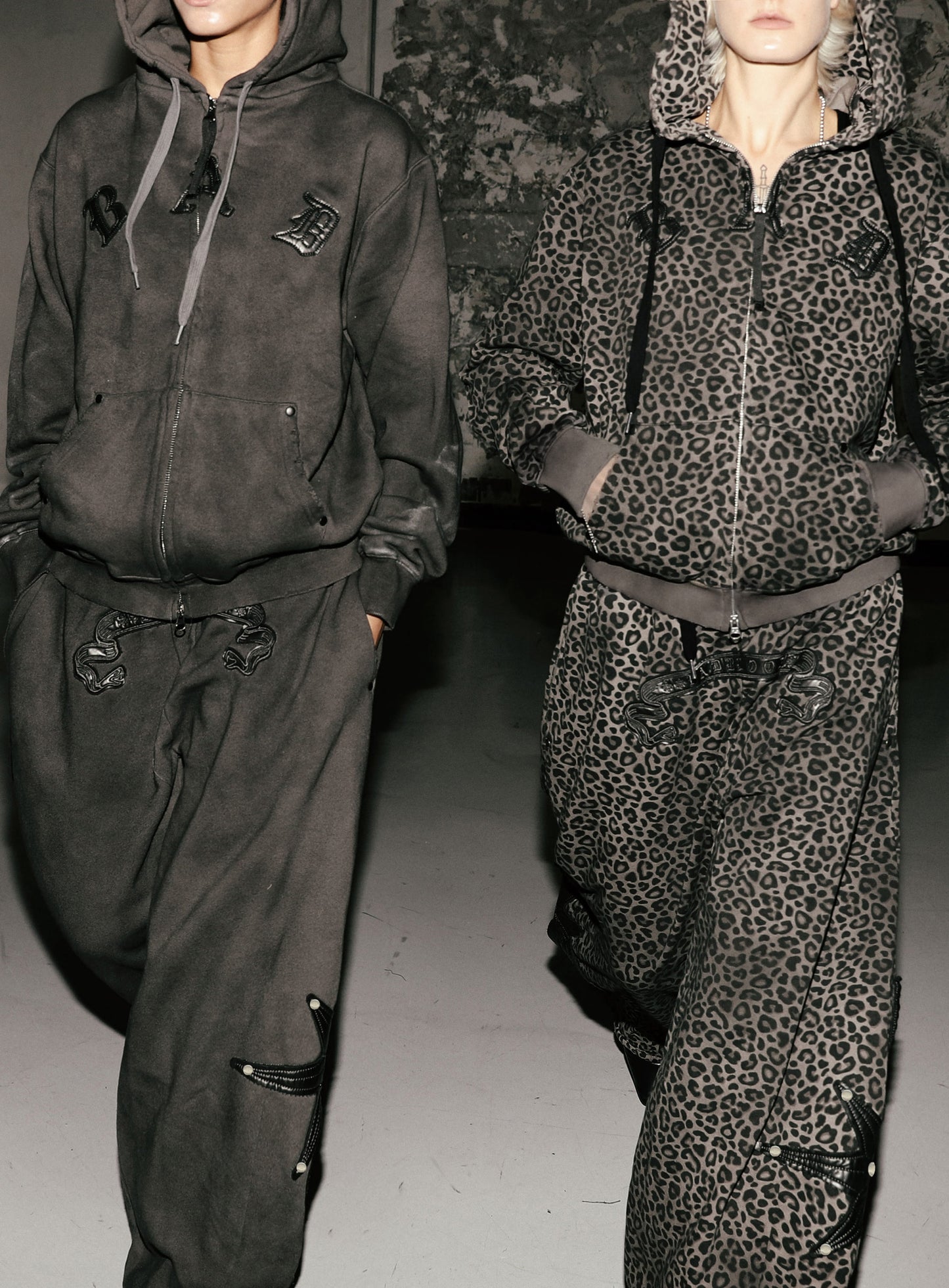 Cosmo Patch Hooded Zip-Up - Black Leopard