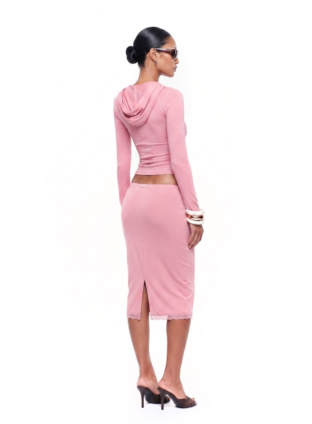 [w-skt26-019] Everyday Lace Midi Skirt - Pink