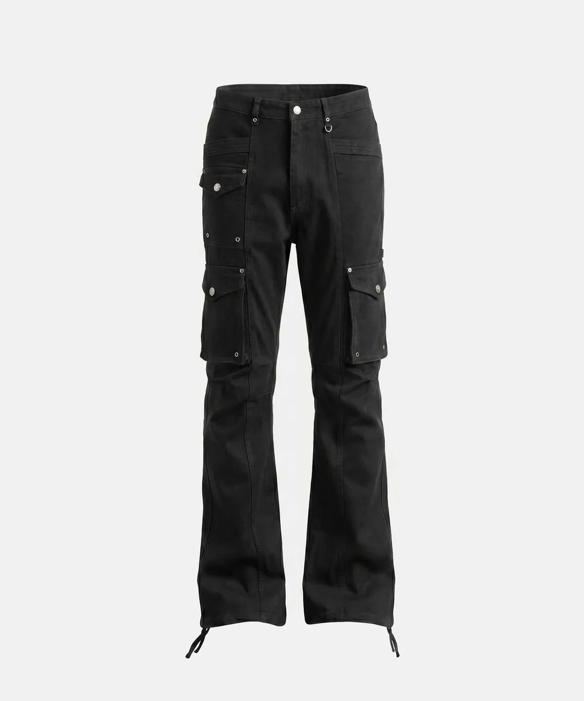 [w-pts26-122] Delta Low Crotch Bootcut Cargo Pants -Washed Black