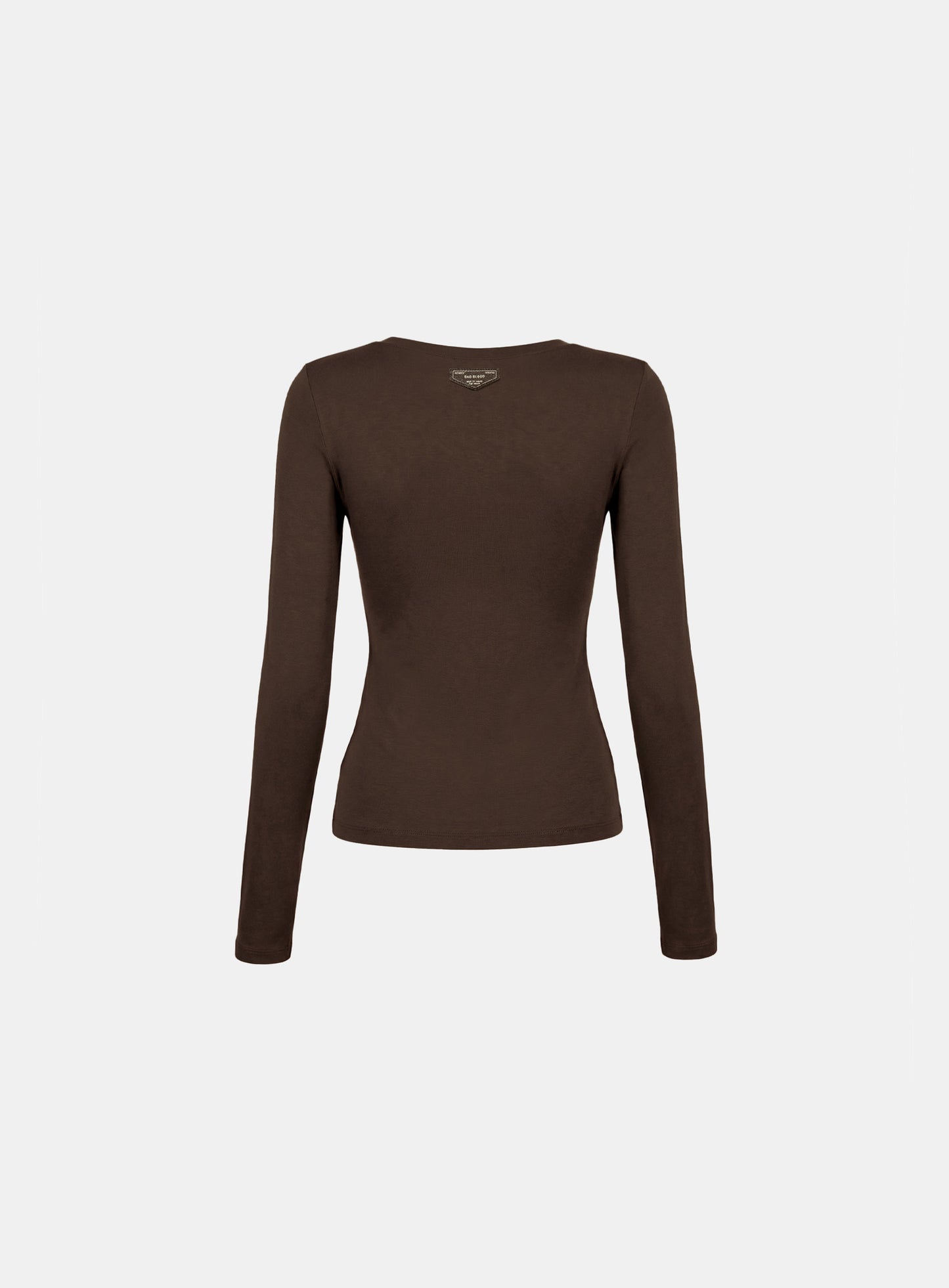 [w-tee26-084] Everyday Crew Neck Long Sleeve T-Shirt - Brown