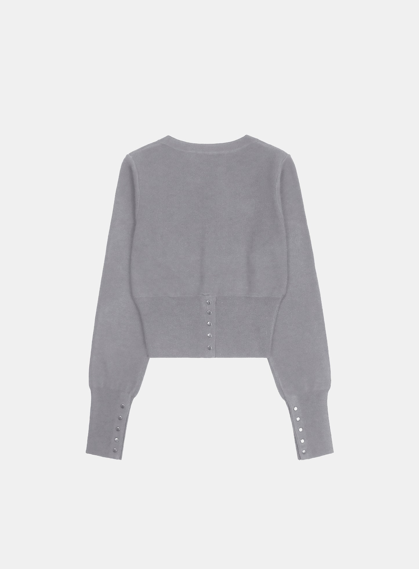 Pure Classic Button Up Round Cardigan - Grey