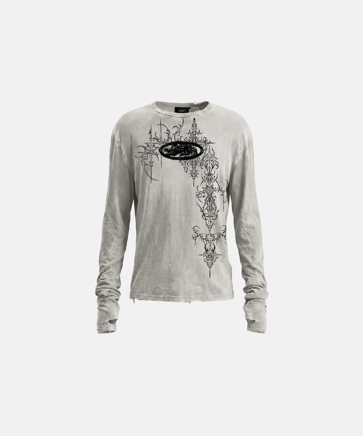 [w-tee26-285] Mystic Capsule Layered Graphic Crewneck Long Sleeve – Dusty White