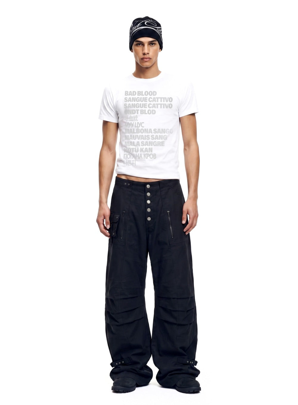 [w-tee26-230] Translation Stack Graphic 1/2 T-Shirt - White