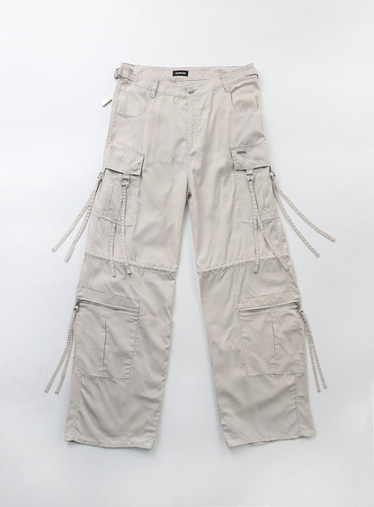 Multi-strap cargo pants - cream parachute