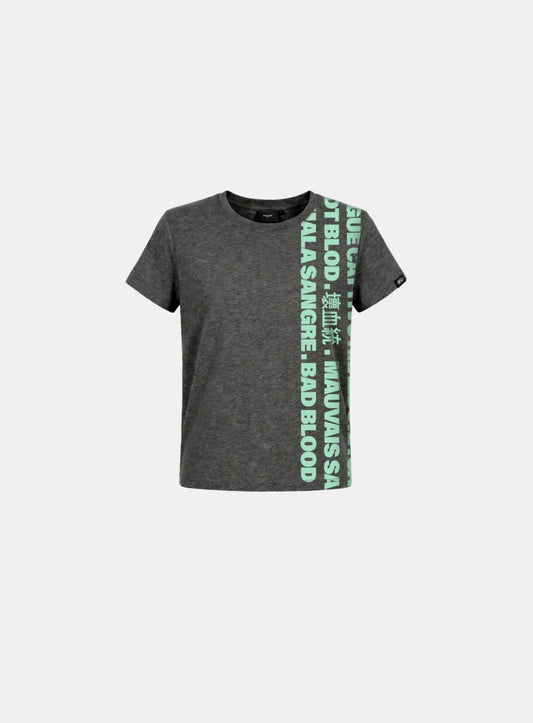 [w-tee26-228] Translation Side Graphic 1/2 T-Shirt - Charcoal