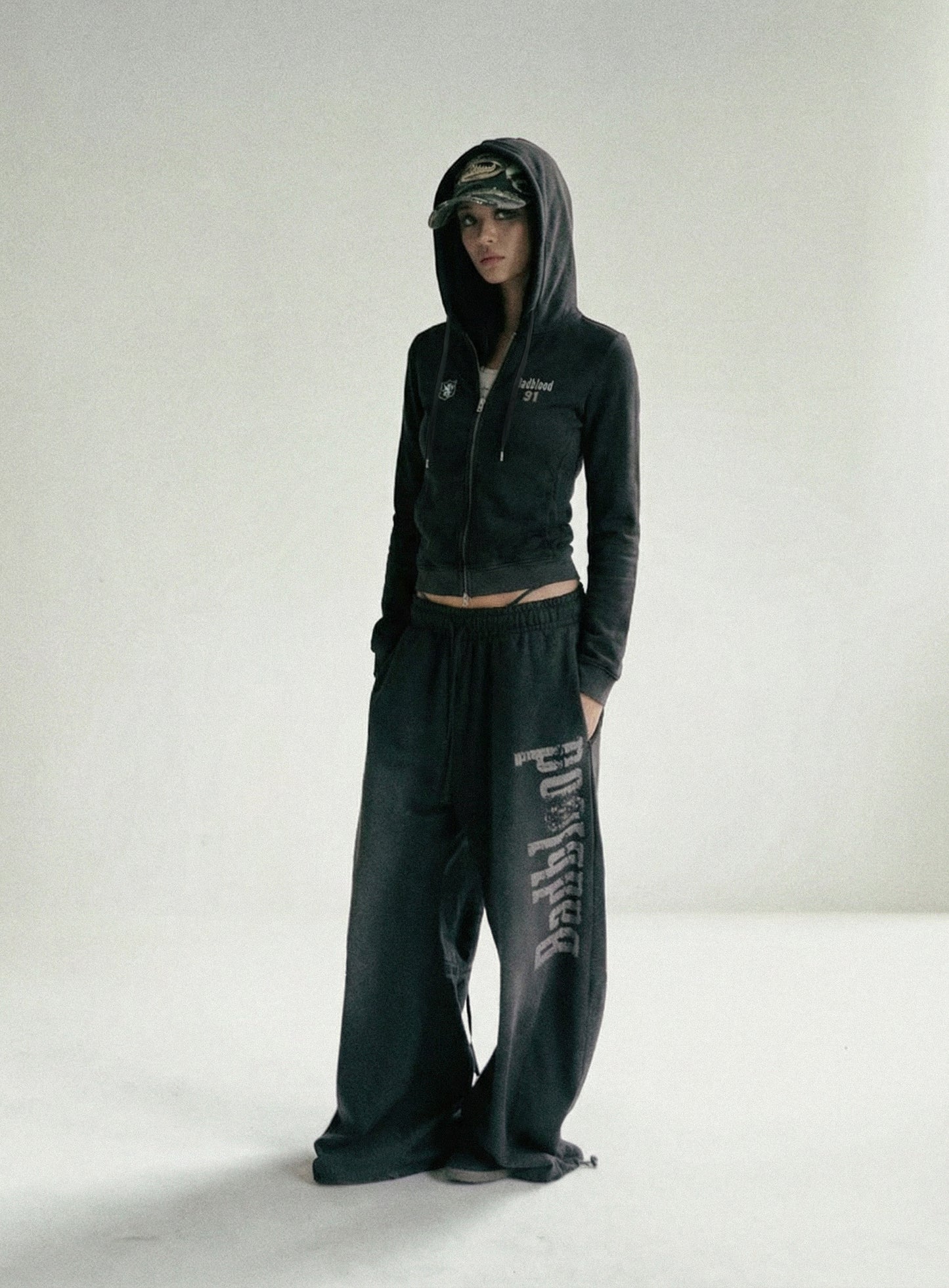 Sun Faded 2 Hooded Zip-Up - Black