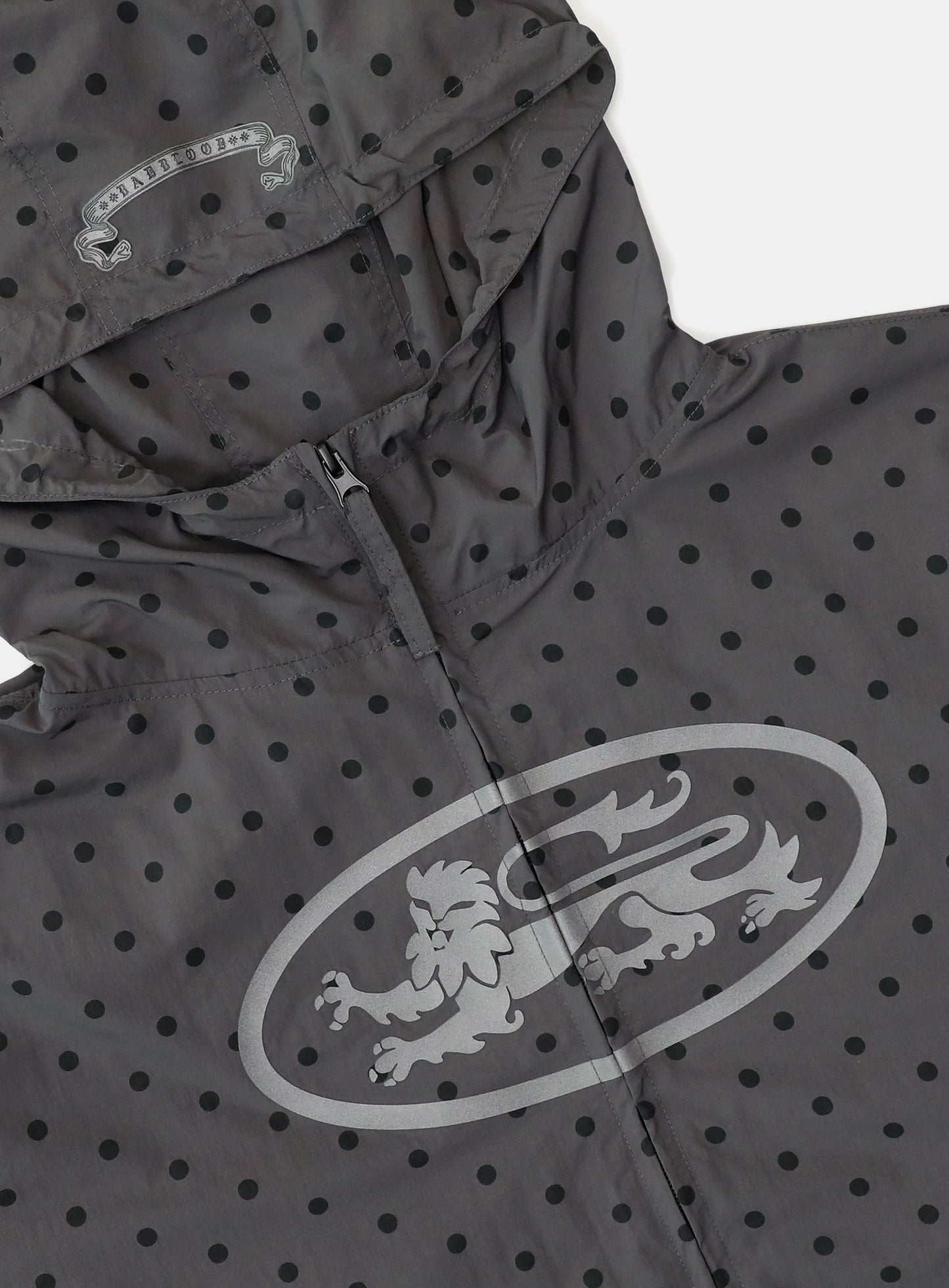 Mystic Nylon Reflective Hooded Zip-Up - Charcoal Dot
