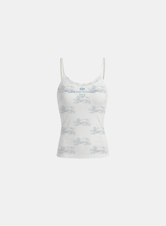 [w-tnk26-059] Cotton Rip Lace Camisole Tank - White