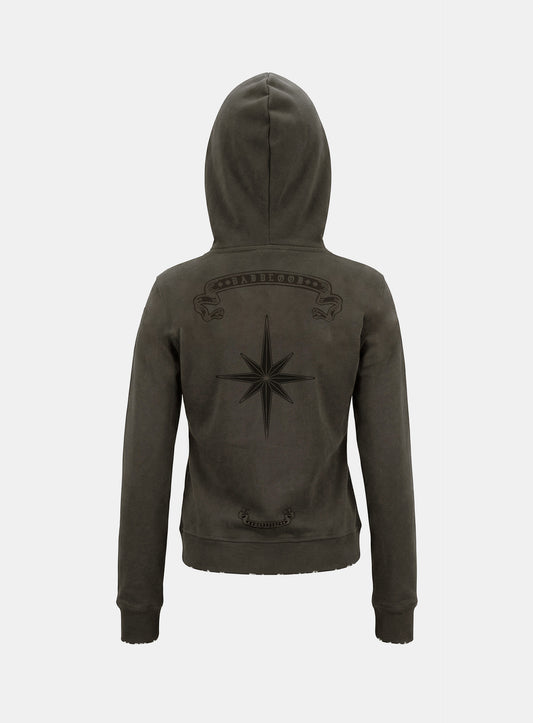[w-hde26-017] Cosmo11 Slim-Fit Zip-Up Hoodie - Charcoal