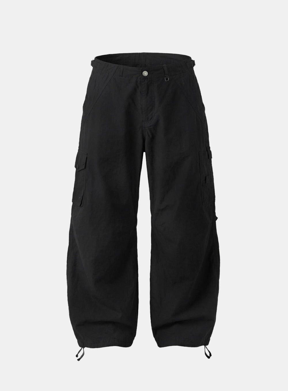 [w-pts26-080] Contour Curved Fit Cargo Pants - Black