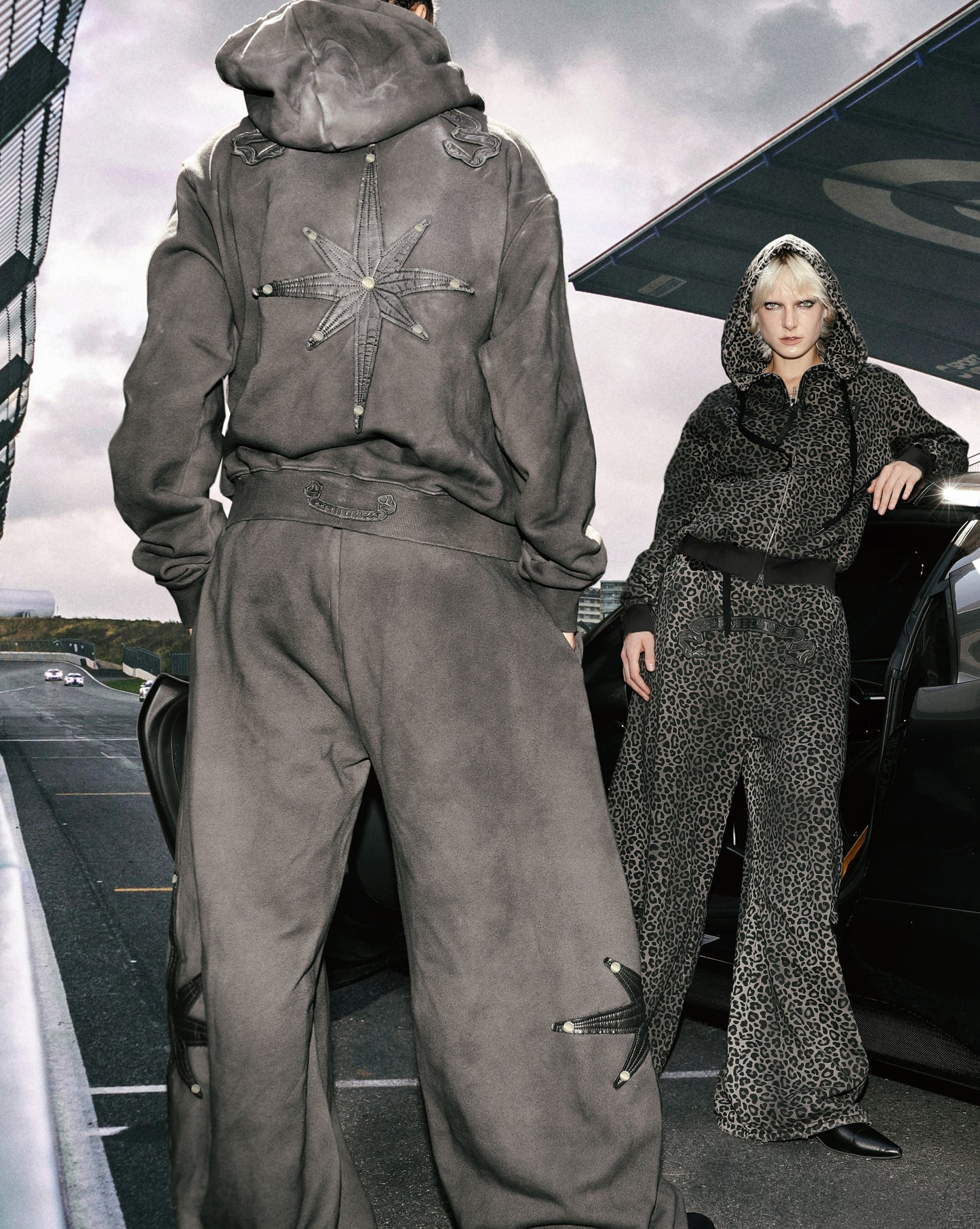 Cosmo Patch Hooded Zip-Up - Charcoal