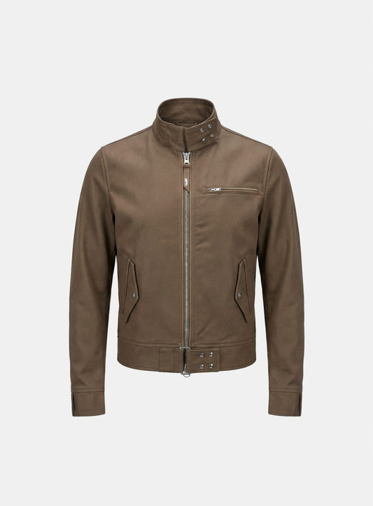 [w-jkt26-019] Spina High-Neck Jacket - Brown