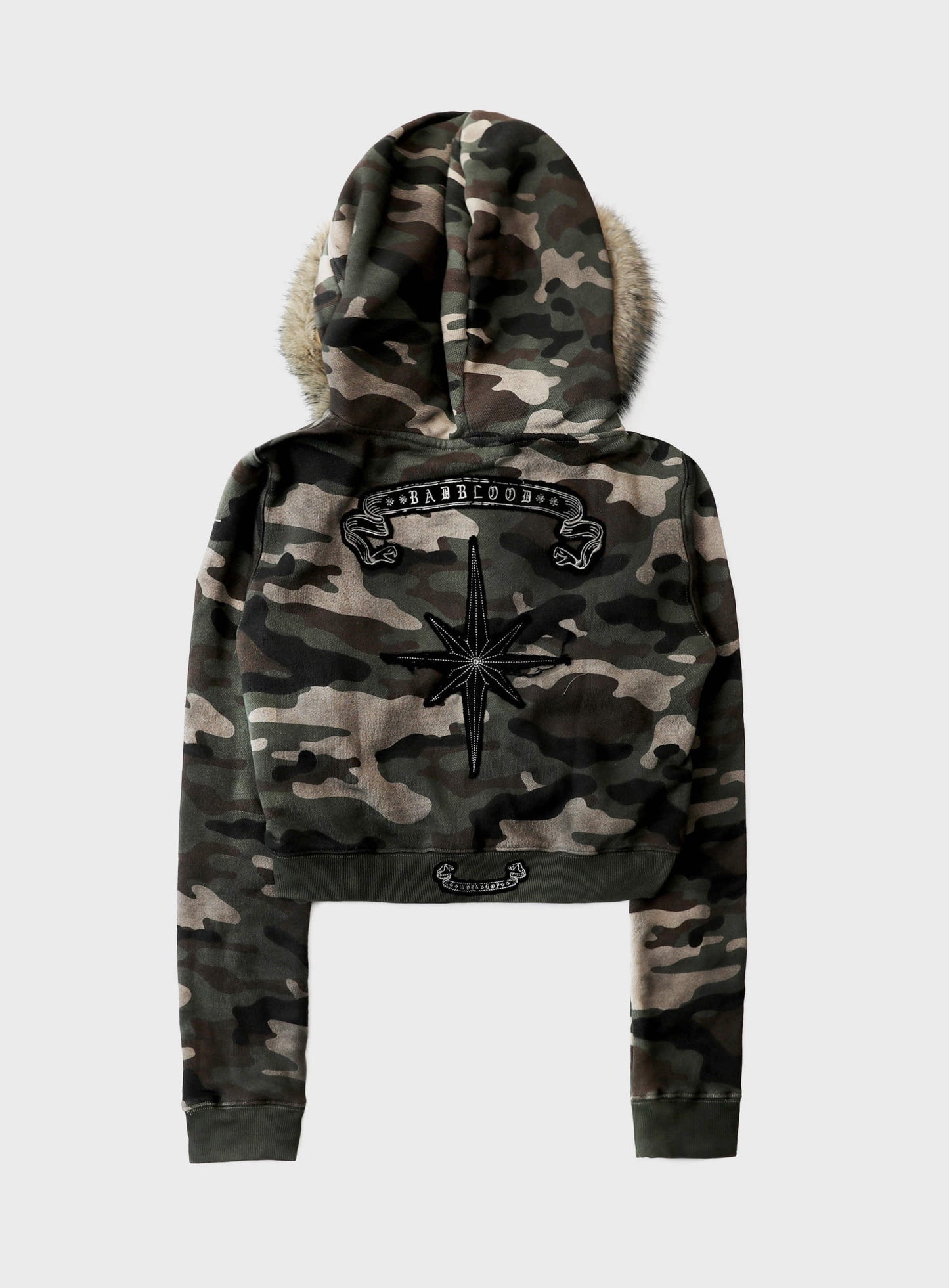 Cosmo11 Detachable Fur Hooded Zip-Up - Green Camo