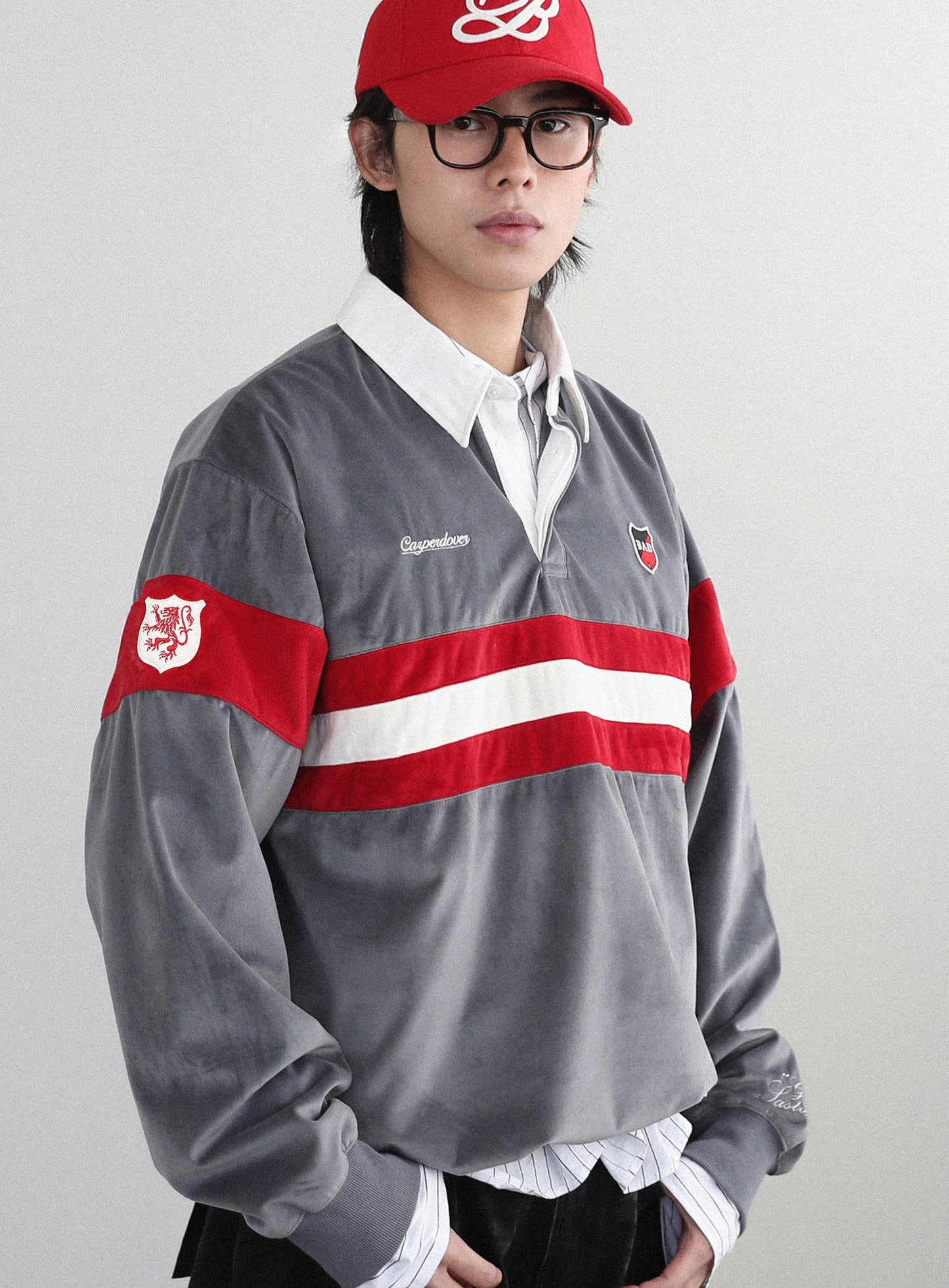 [w-sweatshirt24-016] Badblood Sports Velvet Rugby Shirt - Grey