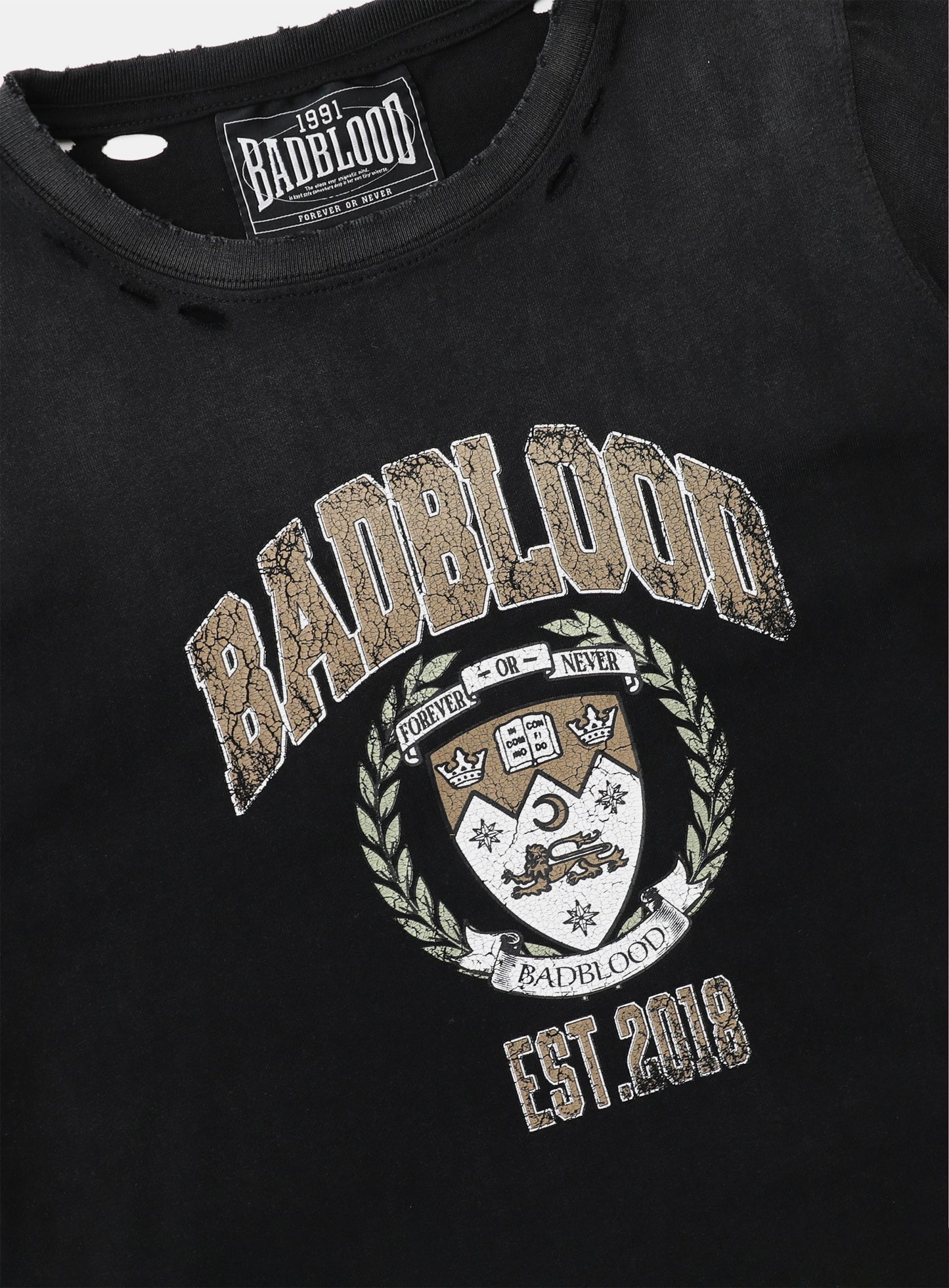 Workshop Print Distressed T-Shirt - Black