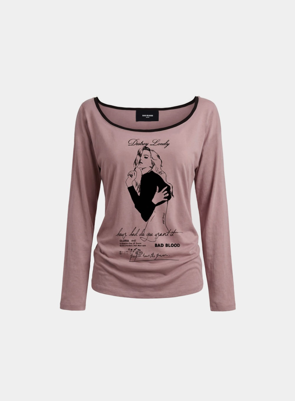 [w-tee26-124] B.A.D. Ladyland Ringer Loose-Fit T-Shirt - Pink