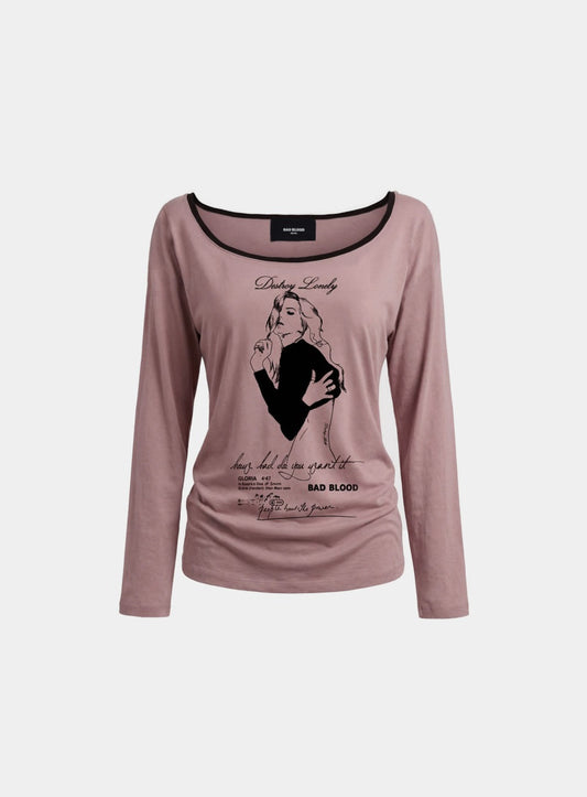 [w-tee26-124] B.A.D. Ladyland Ringer Loose-Fit T-Shirt - Pink