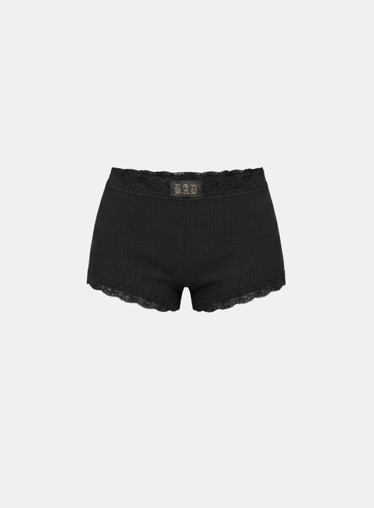 [w-pnt26-005] H.B.B. Lace Trimming Boxer - Black