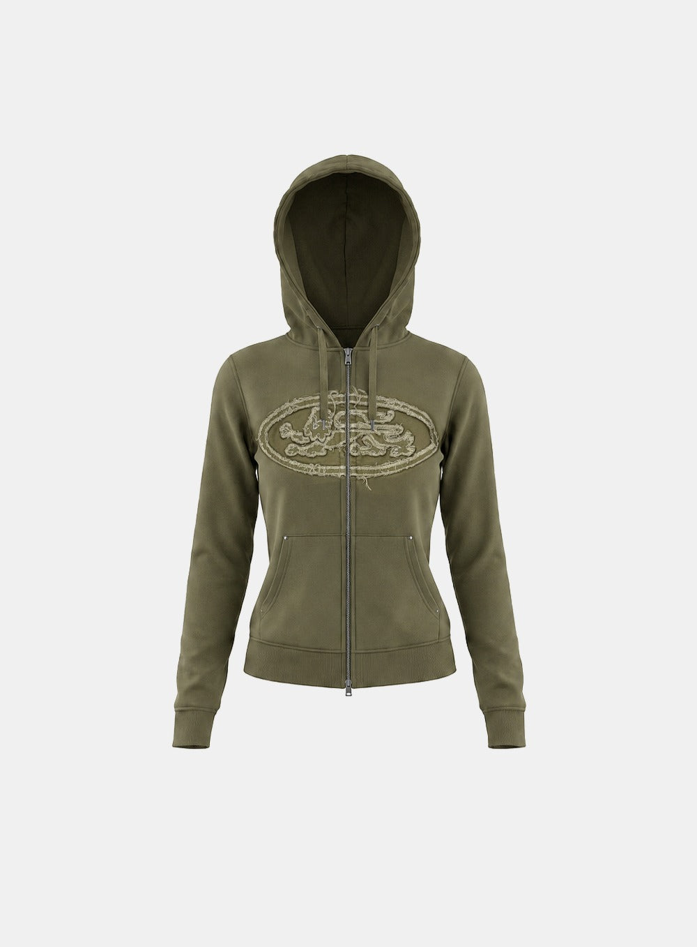 [w-hde26-059] Mystic Capsule Patch Zip-up Hoodie – Military Green