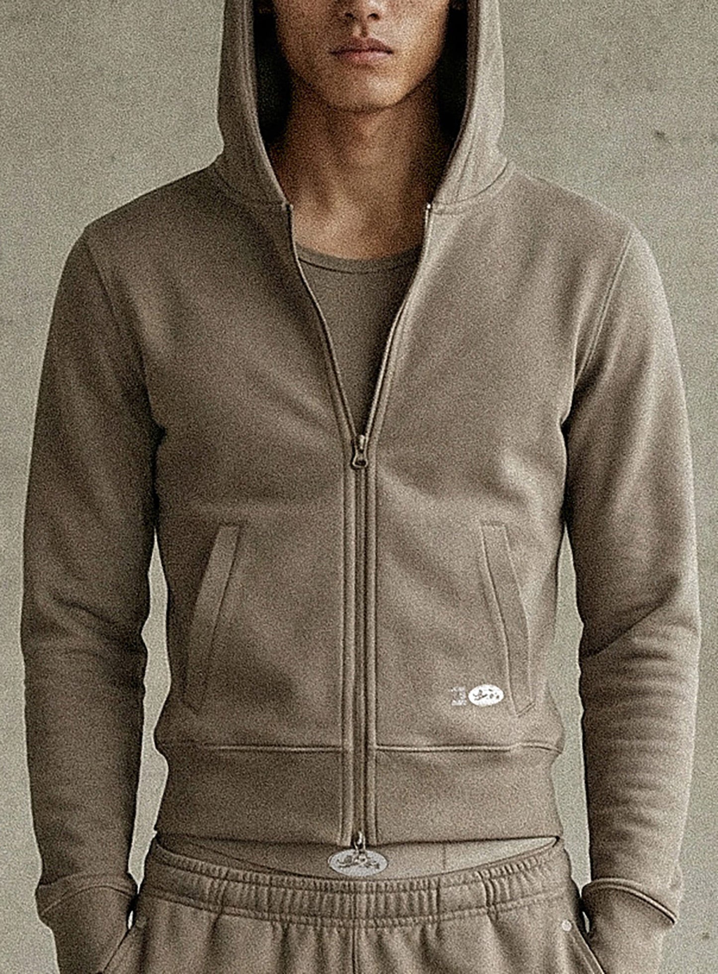 [w-hde26-001] BS Cotton Jersey Zip-Up Hoodie - Tobacco